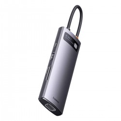 Αντάπτορας Baseus Hub 8in1 Metal Gleam Series, USB-C to 3x USB 3.0+HDMI+USB-C PD+microSD/SD+VGA Αντάπτορας Baseus Hub 8in1 Metal Gleam Series, USB-C to 3x USB 3.0+HDMI+USB-C PD+microSD/SD+VGA
