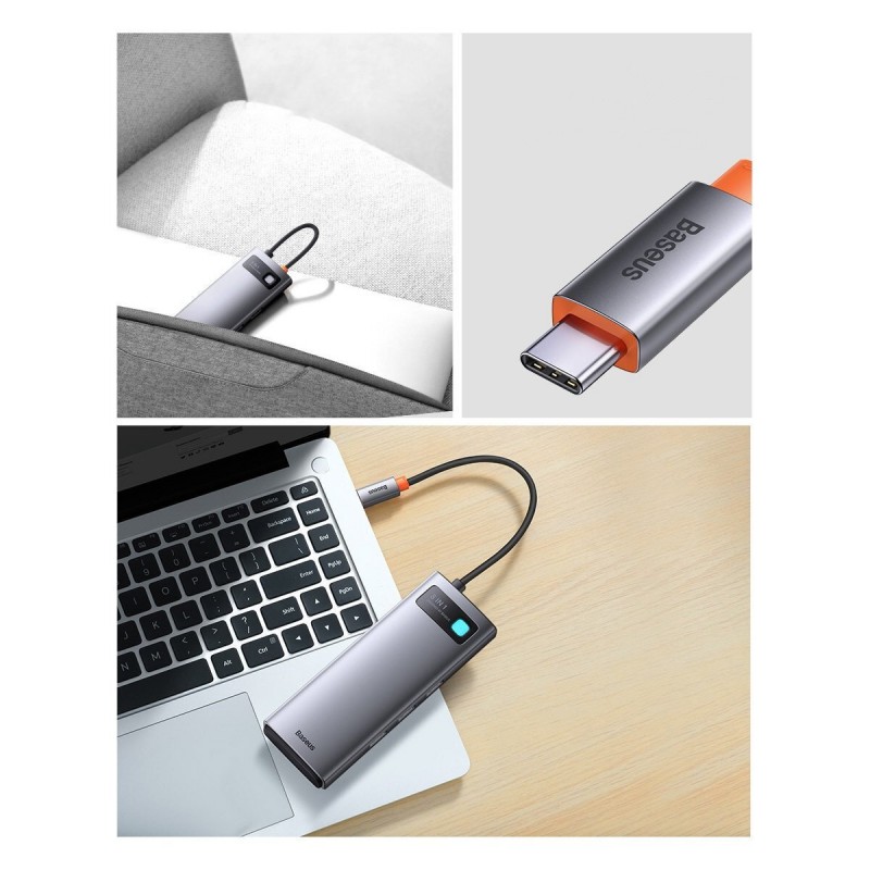 Αντάπτορας Baseus Hub 8in1 Metal Gleam Series, USB-C to 3x USB 3.0+HDMI+USB-C PD+microSD/SD+VGA Αντάπτορας Baseus Hub 8in1 Metal Gleam Series, USB-C to 3x USB 3.0+HDMI+USB-C PD+microSD/SD+VGA