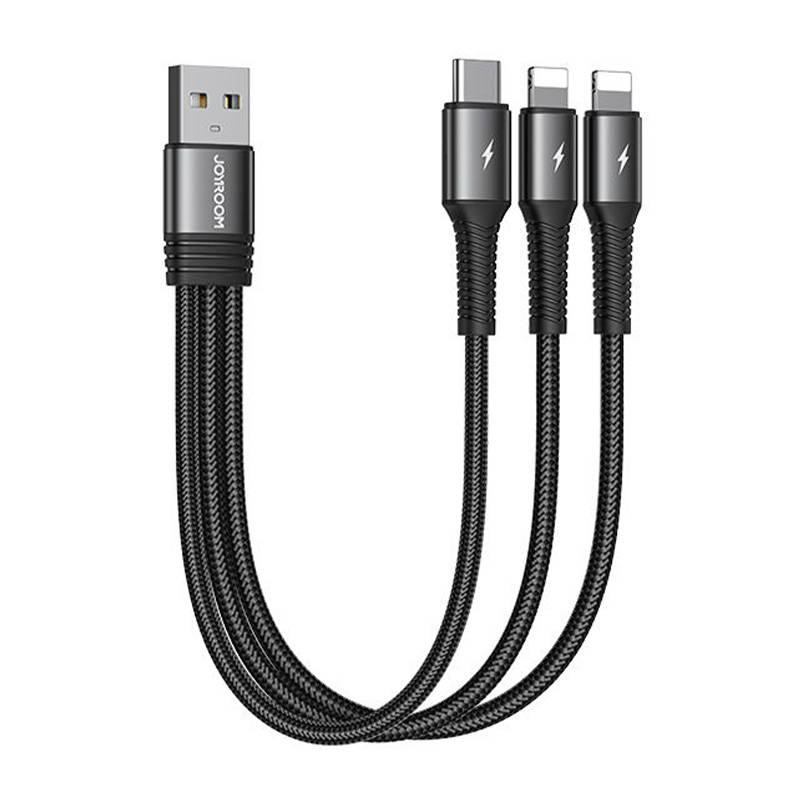 Καλώδιο Joyroom USB 3in1 USB-C/2x Lightning 3.5A 0.15m (S-01530G10) Black