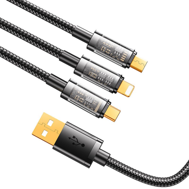 Καλώδιο Joyroom USB 3in1 USB-C/Lightning/Micro USB 3.5A 0.15m (S-1T3015A5) Black Καλώδιο Joyroom USB 3in1 USB-C/Lightning/Micro USB 3.5A 0.15m (S-1T3015A5) Black