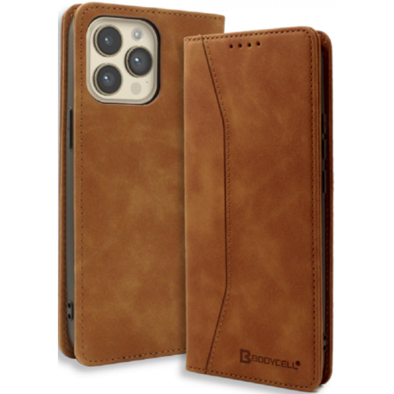 Θήκη BodyCell Book Leather Wallet Apple iPhone 14 Pro Max (6.7") Brown