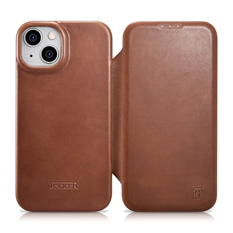 Θήκη iCarer Leather Wallet Apple iPhone 14 Plus (6.7″) Brown