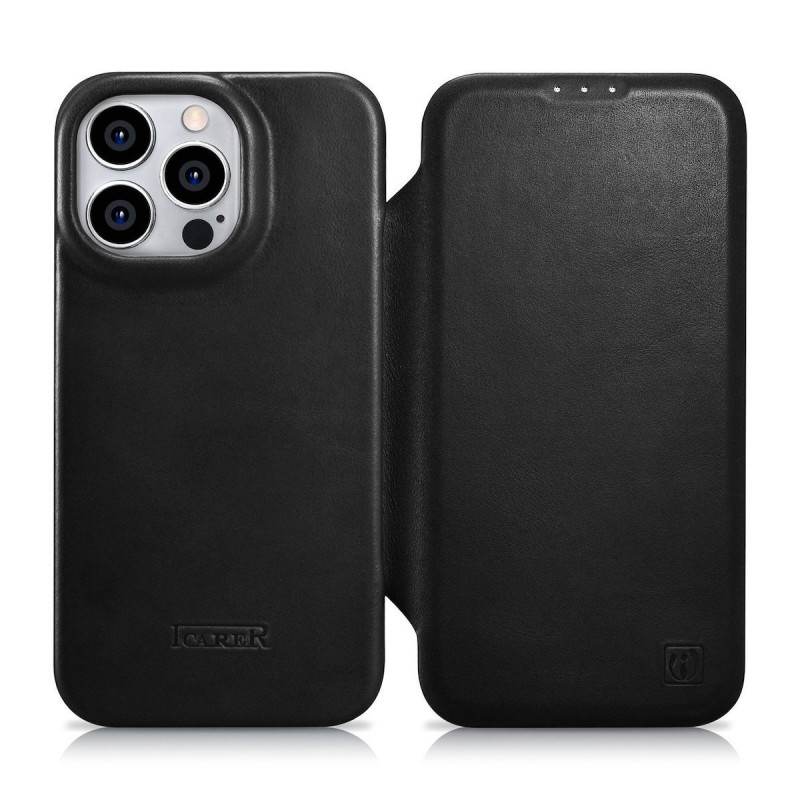 Θήκη iCarer Leather Wallet Apple iPhone 14 Pro (6.1″) Black
