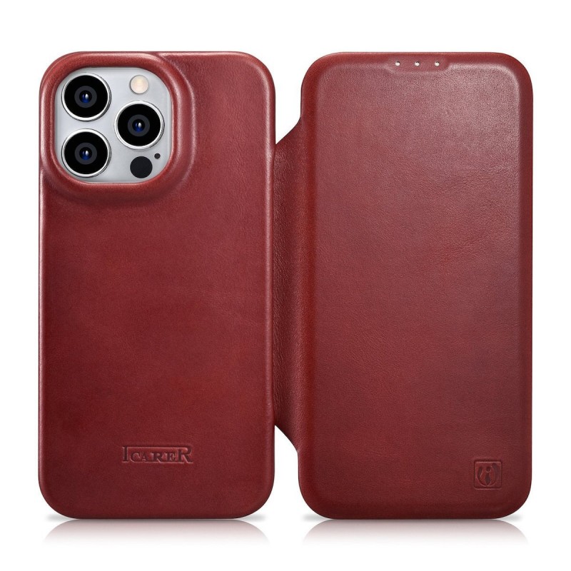 Θήκη iCarer Leather Wallet Apple iPhone 14 Pro (6.1″) Red