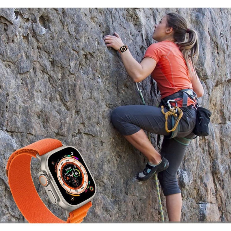 Ανταλλακτικό λουράκι QuickFit Tech-Protect Nylon  Apple Watch 1/2/3/4/5/6/SE/7/8/Ultra (42/44/45/49mm) Black/Orange