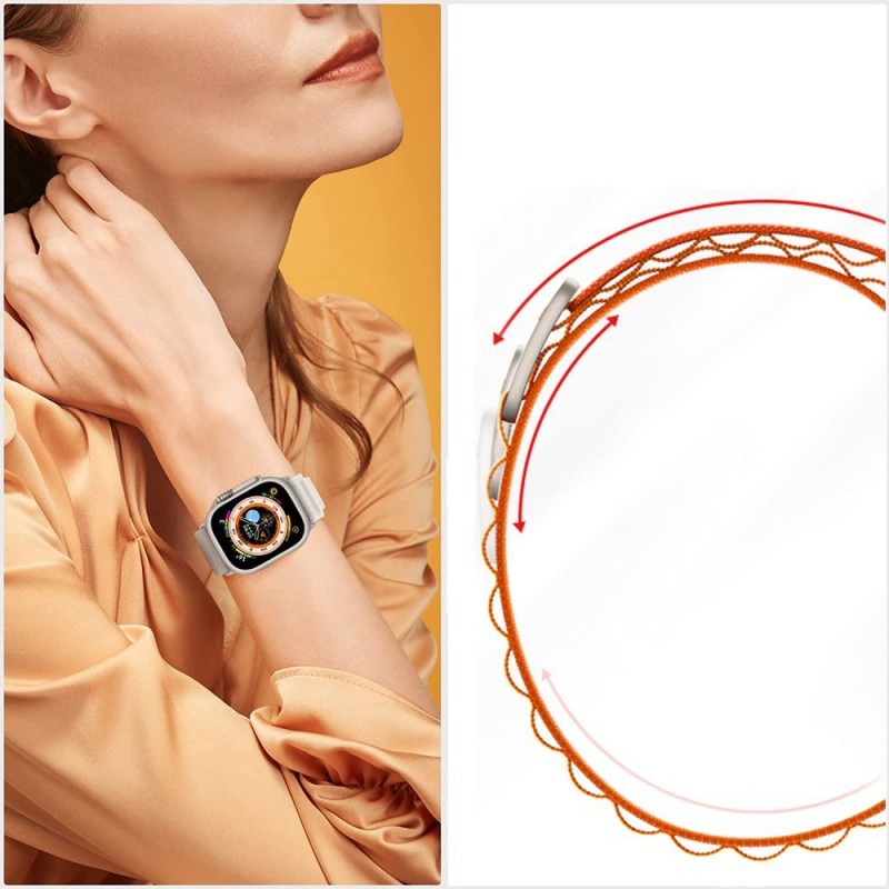 Ανταλλακτικό λουράκι QuickFit Tech-Protect Nylon  Apple Watch 1/2/3/4/5/6/SE/7/8/Ultra (42/44/45/49mm) Black/Orange