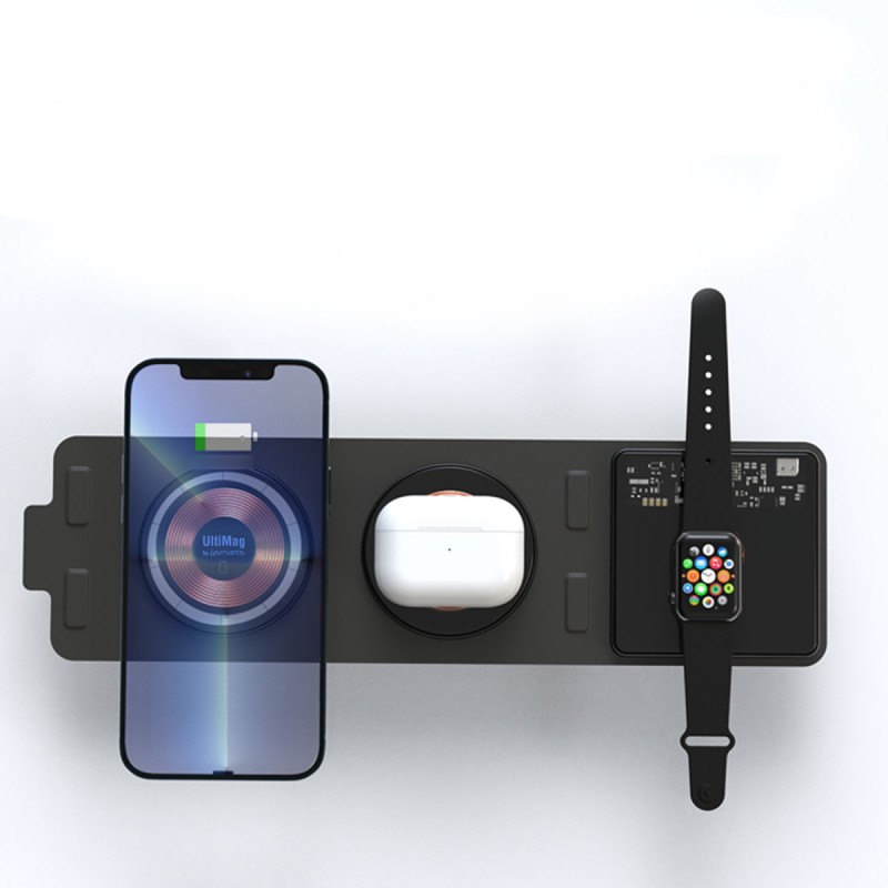 Ασύρματος Φορτιστής 4smarts Ultimag Lucid Triplefold 15W Wireless Charger Grey (iOS) (Android)