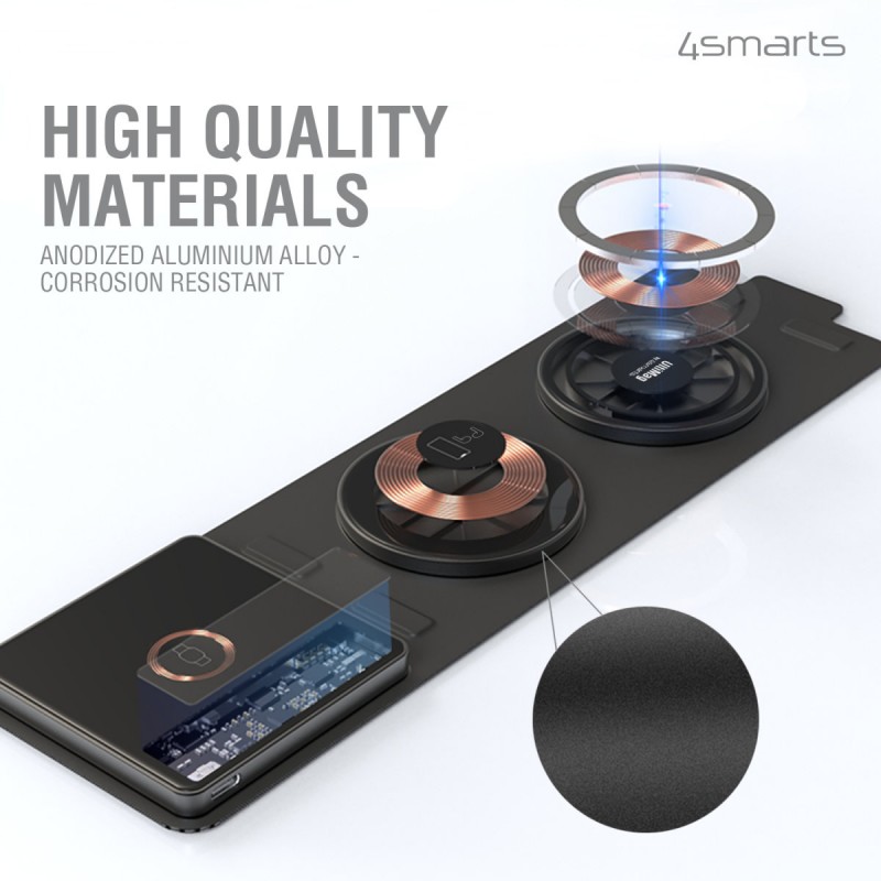 Ασύρματος Φορτιστής 4smarts Ultimag Lucid Triplefold 15W Wireless Charger Grey (iOS) (Android)