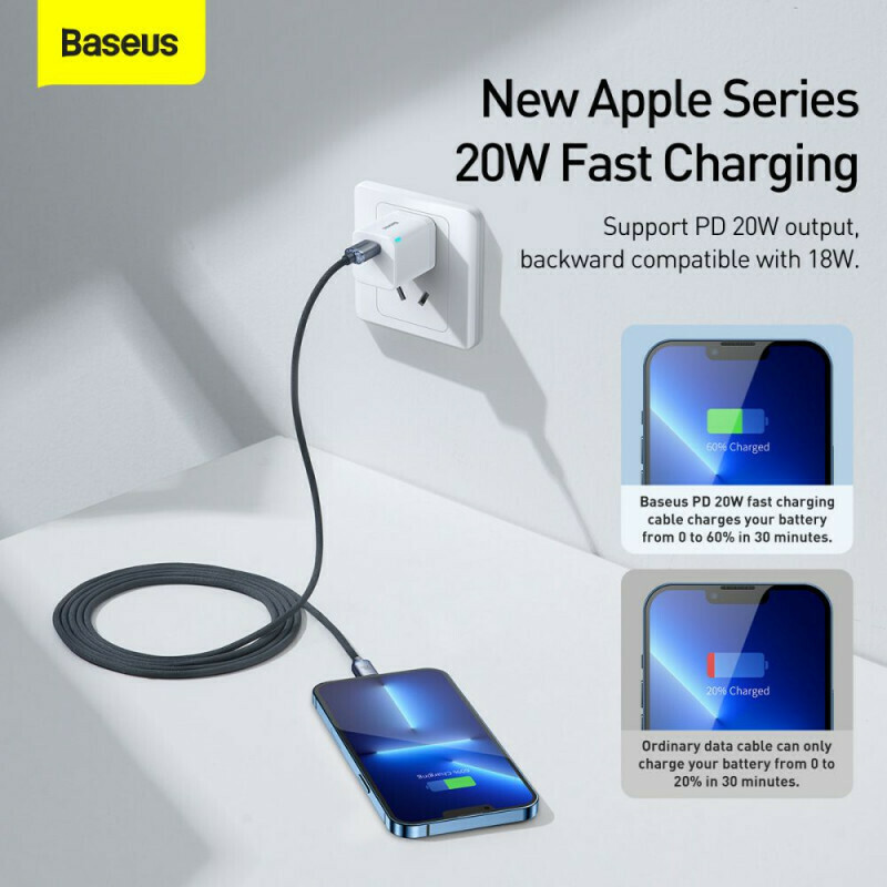 Καλώδιο Φόρτισης Baseus Crystal Shine Type-C to Lightning Cable 20W 2m Black (CAJY000301)