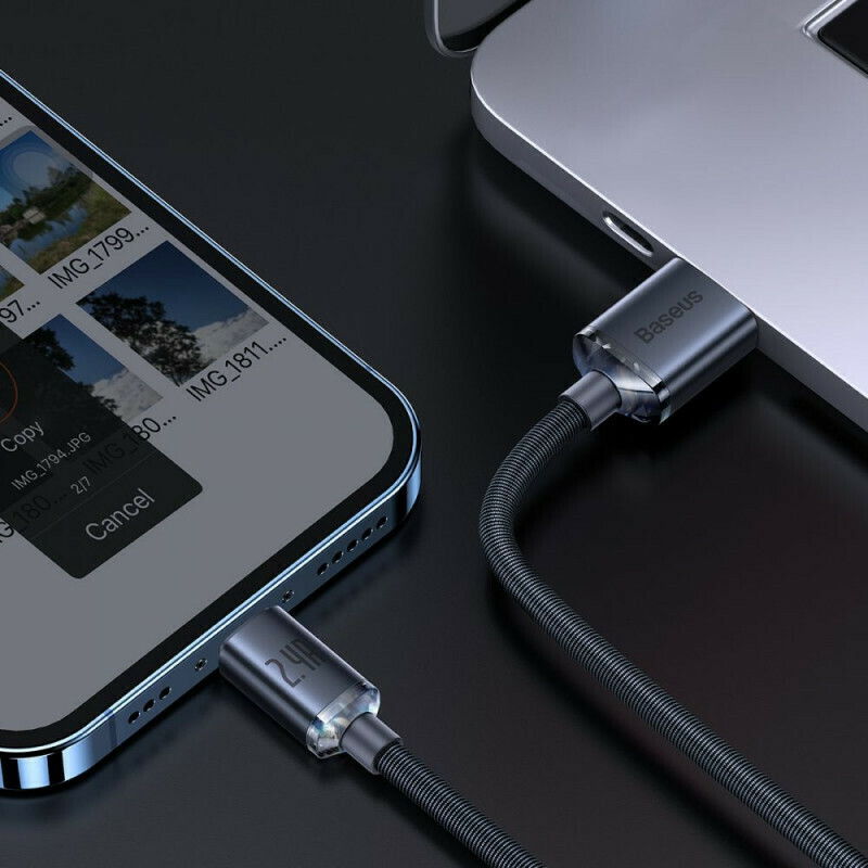 Καλώδιο Data Baseus Crystal Shine USB to Lightning  2m Black (CAJY000101)