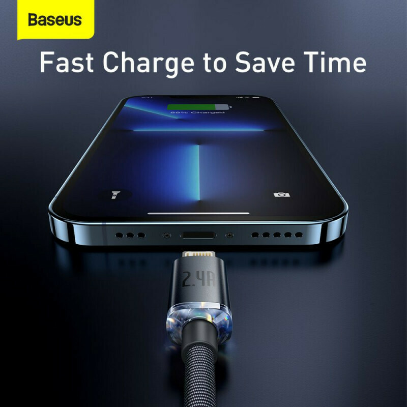 Καλώδιο Data Baseus Crystal Shine USB to Lightning  2m Black (CAJY000101)