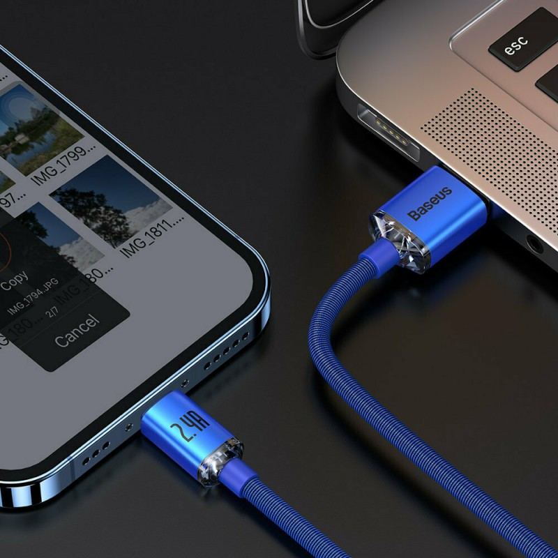 Καλώδιο Data Baseus Crystal Shine USB to Lightning 2m Blue (CAJY000103)