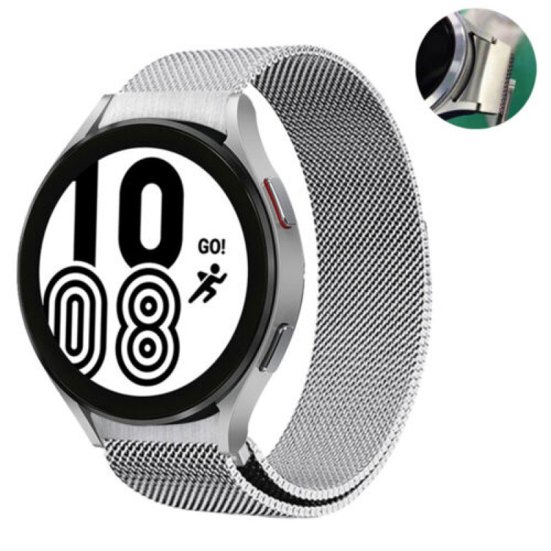 Ανταλλακτικό λουράκι QuickFit Milanese Band Silver για Samsung Galaxy Watch 7 / 6 / 6 Classic / 5 / 5 Pro/ 4 / 4 Classic