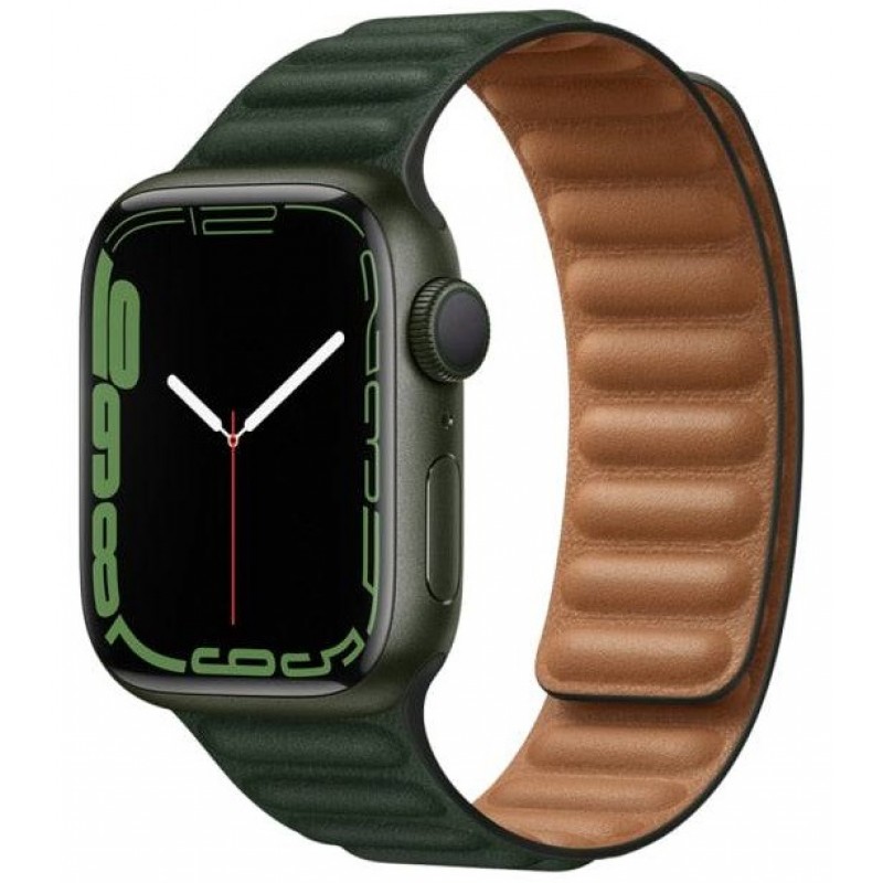 Ανταλλακτικό λουράκι Leather Magnetic Loop QuickFit  Apple Watch 1/2/3/4/5/6/SE/7 (38/40/41mm) Forest Green