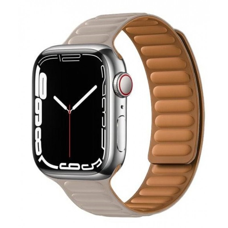 Ανταλλακτικό λουράκι QuickFit Leather Magnetic Loop Apple Watch 1/2/3/4/5/6/SE/7 (38/40/41mm) Antique White