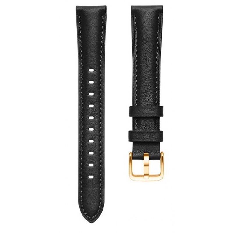 Ανταλλακτικό λουράκι Genuine Leather Huawei Watch Fit Mini Gold Buckle Black