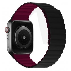 Ανταλλακτικό Λουράκι QuickFit Silicone Reversible Magnetic Apple Watch 5/6/SE/7/8/Ultra (42/44/45/49mm) Waterproof Black/Wine Red