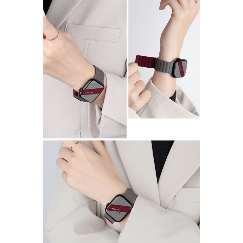 Ανταλλακτικό Λουράκι QuickFit Silicone Reversible Magnetic Buckle Apple Watch 5/6/SE/7/8/Ultra (42/44/45/49mm) Waterproof Milk Tea/Chocolate