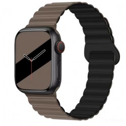Ανταλλακτικό Λουράκι QuickFit Silicone Reversible Magnetic Buckle Apple Watch 5/6/SE/7/8/Ultra (42/44/45/49mm) Waterproof Chocolate Black