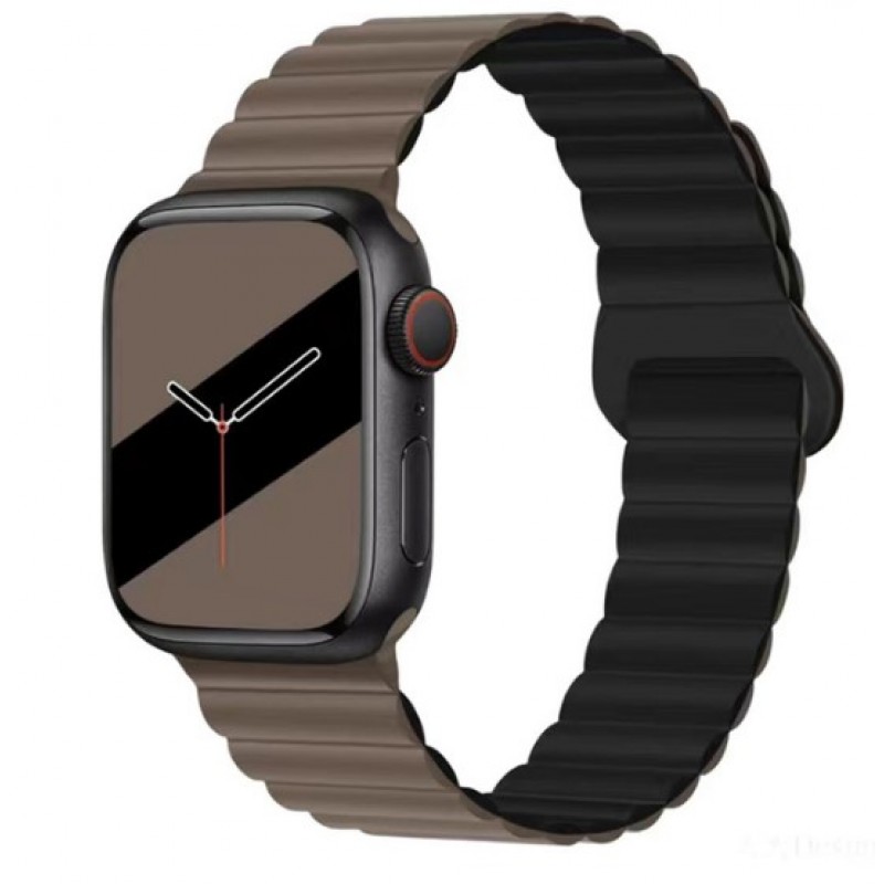 Ανταλλακτικό Λουράκι QuickFit Silicone Reversible Magnetic Buckle Apple Watch 5/6/SE/7/8/Ultra (42/44/45/49mm) Waterproof Chocolate Black