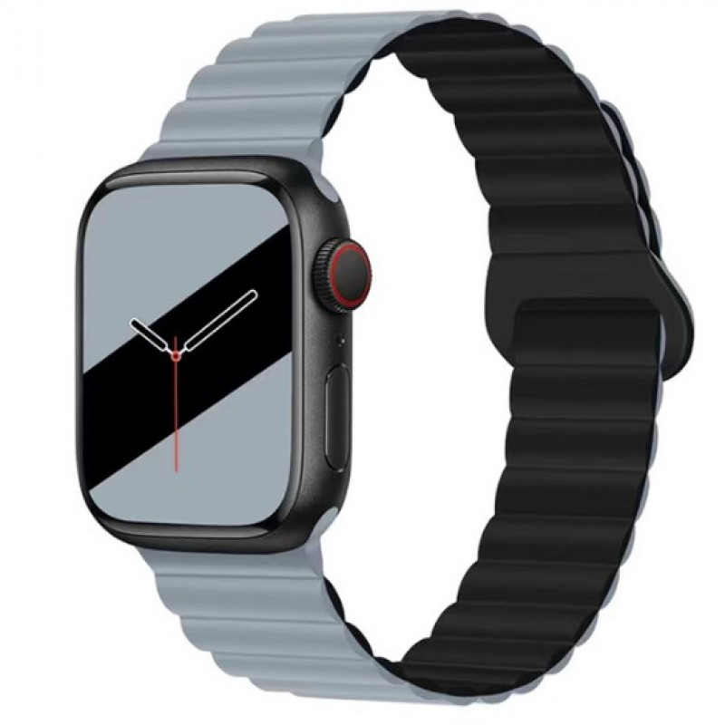 Ανταλλακτικό Λουράκι QuickFit Silicone Reversible Magnetic Buckle Apple Watch 5/6/SE/7/8/Ultra (42/44/45/49mm) Waterproof Obsidian Mist/Black