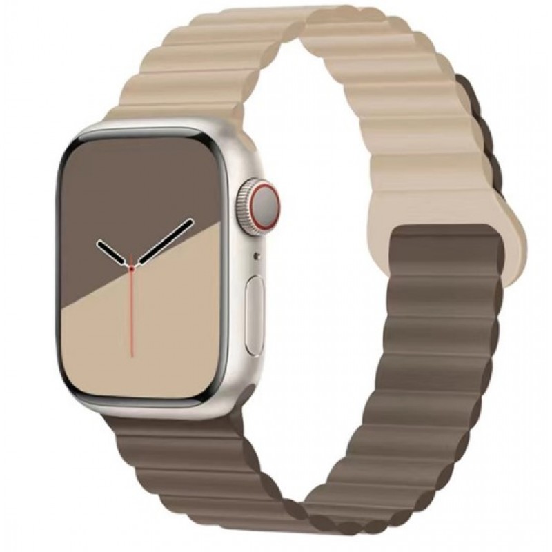 Ανταλλακτικό Λουράκι QuickFit Silicone Reversible Magnetic Buckle Apple Watch 5/6/SE/7/8/Ultra (42/44/45/49mm) Waterproof Milk Tea/Chocolate