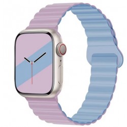 Ανταλλακτικό Λουράκι QuickFit Silicone Reversible Magnetic Buckle Apple Watch /2/3/4/5/6/SE/7 (38/40/41mm) Waterproof Violet/Blue
