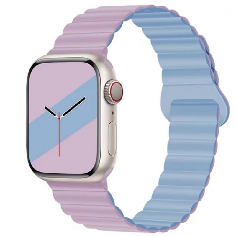 Ανταλλακτικό Λουράκι QuickFit Silicone Reversible Magnetic Buckle Apple Watch /2/3/4/5/6/SE/7 (38/40/41mm) Waterproof Violet/Blue