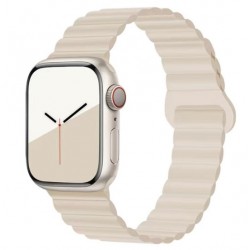 Ανταλλακτικό Λουράκι QuickFit Silicone Reversible Magnetic Buckle Apple Watch /2/3/4/5/6/SE/7 (38/40/41mm) Waterproof Starlight
