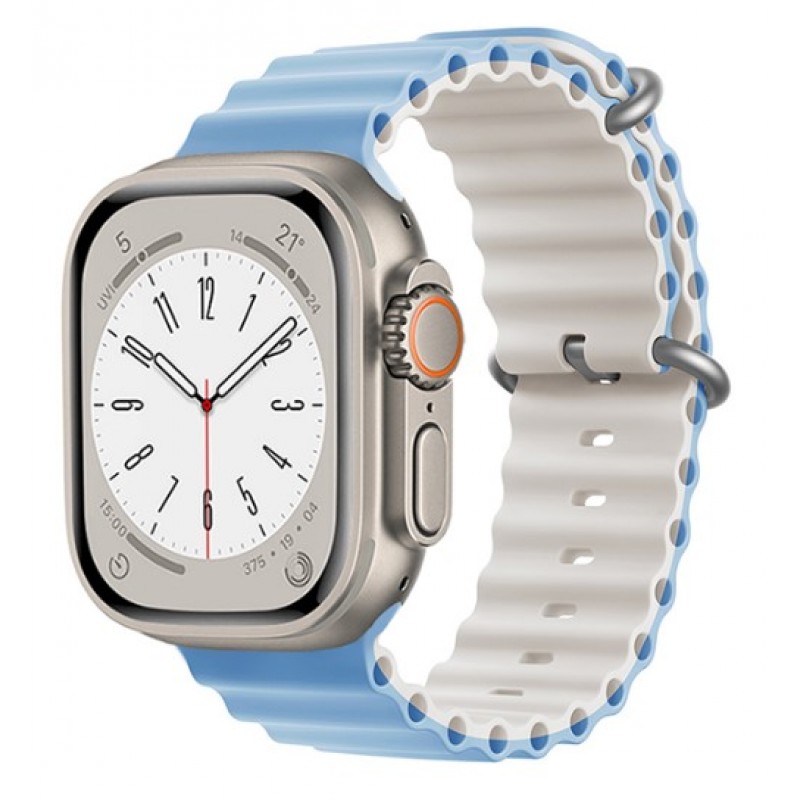Ανταλλακτικό Λουράκι QuickFit  Ocean Band Apple Watch 5/6/SE/7/8/Ultra (42/44/45/49mm) Waterproof  Silicone Blue Fog/Starlight
