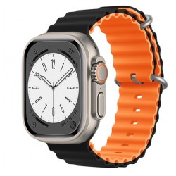 Ανταλλακτικό Λουράκι QuickFit  Ocean Band Apple Watch 5/6/SE/7/8/Ultra (42/44/45/49mm) Waterproof  Silicone  Black/Orange