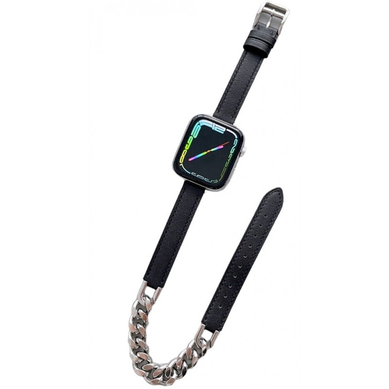 Ανταλλακτικό λουράκι QuickFit Denim Chain Strap Apple Watch 1/2/3/4/5/6/SE/7 (38/40/41mm) Black Ανταλλακτικό λουράκι QuickFit Denim Chain Strap Apple Watch 1/2/3/4/5/6/SE/7 (38/40/41mm) Black