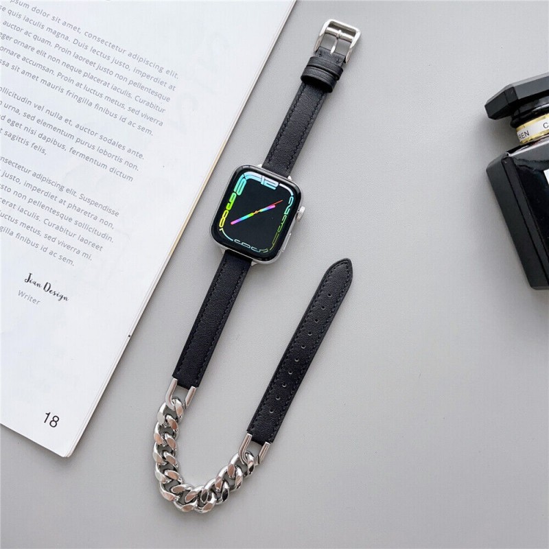 Ανταλλακτικό λουράκι QuickFit Denim Chain Strap Apple Watch 1/2/3/4/5/6/SE/7 (38/40/41mm) Black