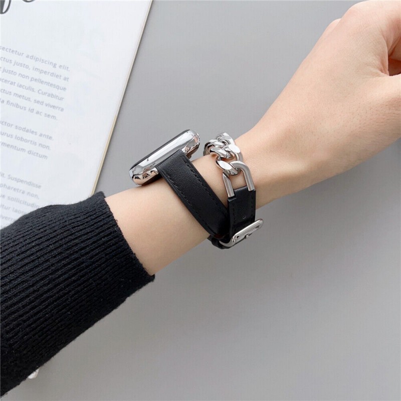 Ανταλλακτικό λουράκι QuickFit Denim Chain Strap Apple Watch 1/2/3/4/5/6/SE/7 (38/40/41mm) Black Ανταλλακτικό λουράκι QuickFit Denim Chain Strap Apple Watch 1/2/3/4/5/6/SE/7 (38/40/41mm) Black