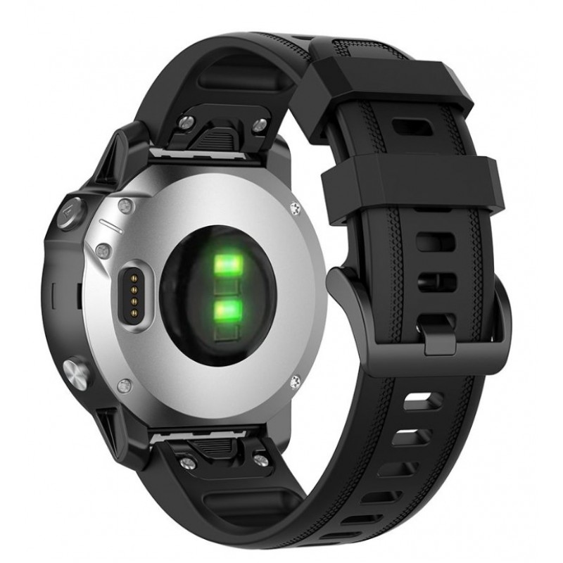 Ανταλλακτικό λουράκι QuickFit New Textured Silicone Garmin Fenix 5s/Fenix 5S Plus/Fenix 6S/Fenix 6S Pro/Fenix 7S / Fenix 8 (43mm) Dots Black Buckle Black (20mm)