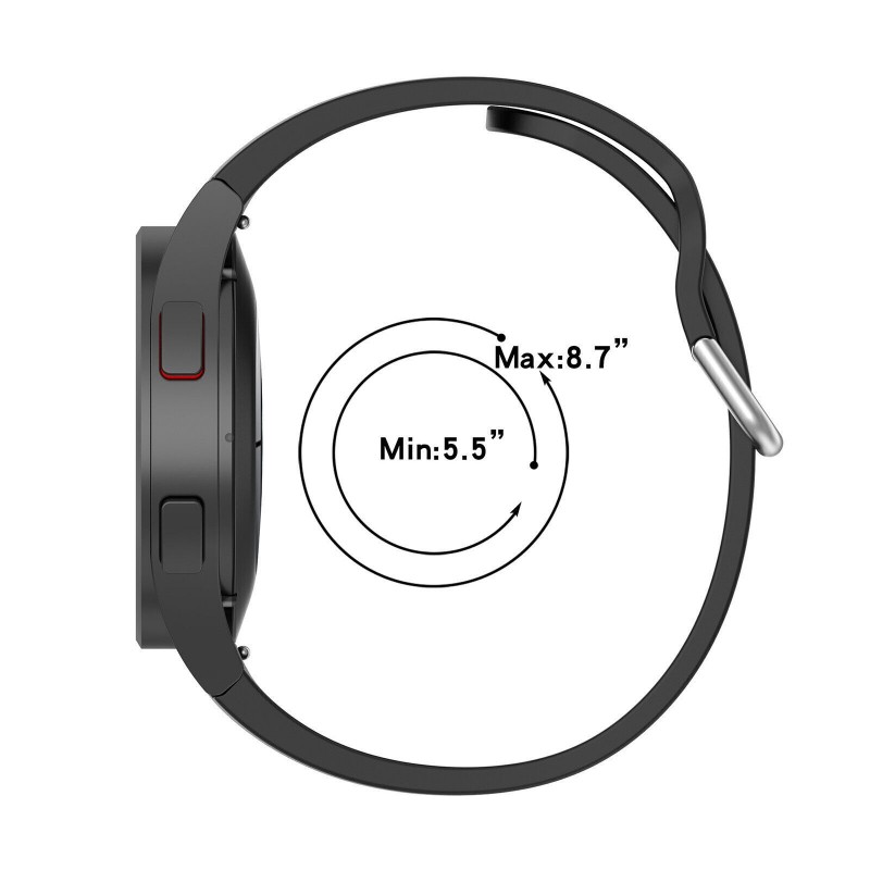Ανταλλακτικό λουράκι QuickFit Smoothband Silver Braided Button Black για Samsung Galaxy Watch 7 / 6 / 6 Classic / 5 / 5 Pro/ 4 / 4 Classic