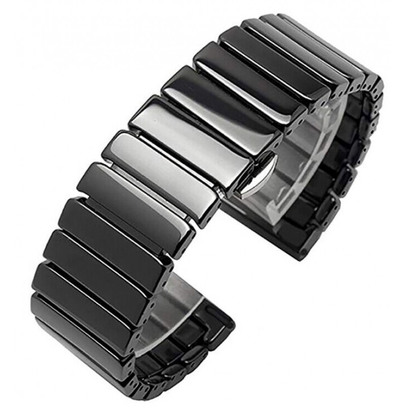 Ανταλλακτικό λουράκι Ceramic Linkband Black για Samsung Galaxy Watch3(45mm)/Watch(46mm)/Huawei Watch 3 (46mm)/ Watch 3 Pro (48mm)/GT 2/Pro/Honor GS Pro/Amazfit GTR 3 (46mm)/GTR 3 Pro/GTR(47mm)/ Stratos 3(48mm) (22mm)