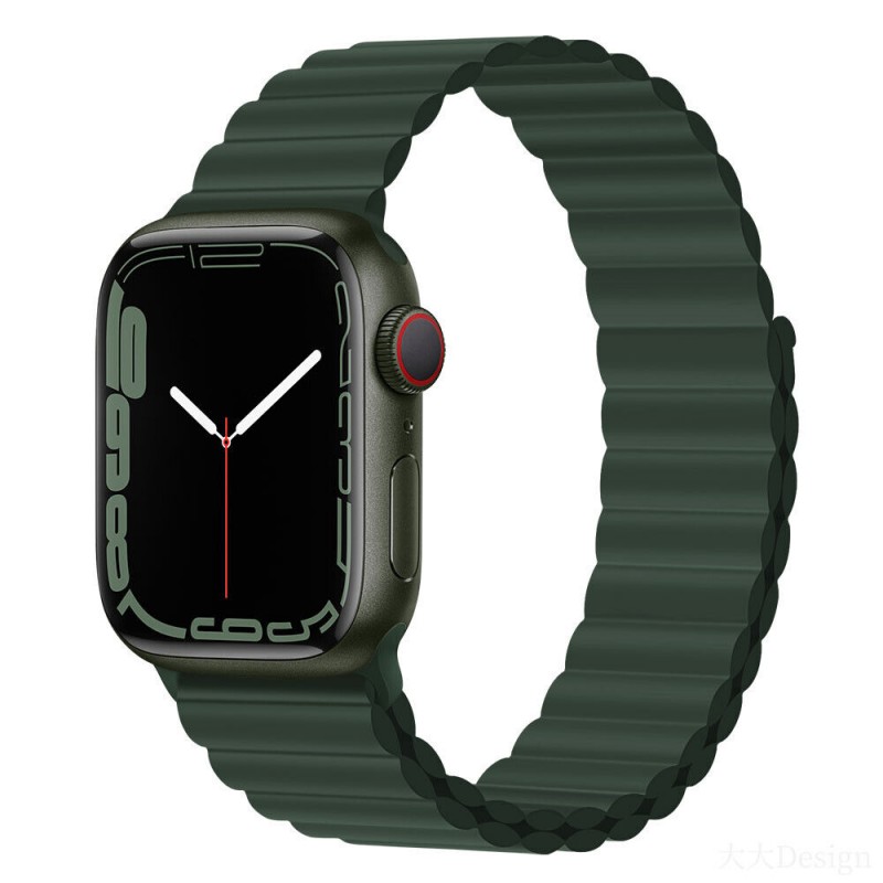 Ανταλλακτικό λουράκι SIlicone Magnetic Loop QuickFit Apple Watch 1/2/3/4/5/6/SE/7/8 (42/44/45/49mm) Sequoia Green
