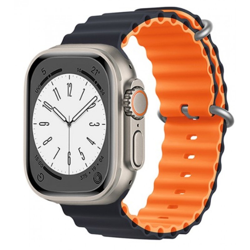 Ανταλλακτικό Λουράκι QuickFit  Ocean Band Apple Watch 5/6/SE/7/8/Ultra (42/44/45/49mm) Waterproof  Silicone Midnight/Orange
