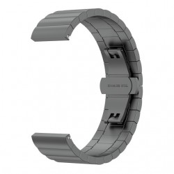 Ανταλλακτικό λουράκι QuickFit για Samsung Galaxy Watch5 (40mm & 42mm)/Watch4 (40mm & 44mm)/ Watch4 Classic (42mm & 46mm)/ Watch3(41mm)/Active 2(40/44mm)/Amazfit GTS 3 (43mm)/GTR(42mm) Stainless Butterfly Buckle Dark Grey (20mm)