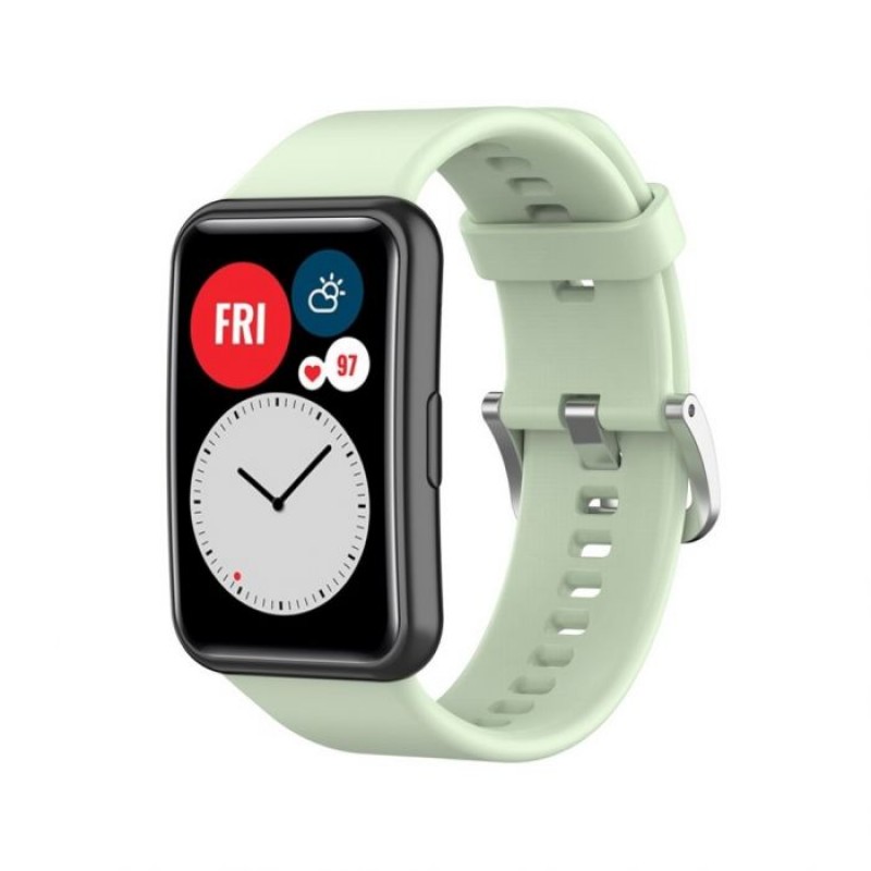 Ανταλλακτικό λουράκι QuickFit Huawei Watch Fit/Fit New Smoothband Light Green with Silver Buckle Ανταλλακτικό λουράκι QuickFit Huawei Watch Fit/Fit New Smoothband Light Green with Silver Buckle
