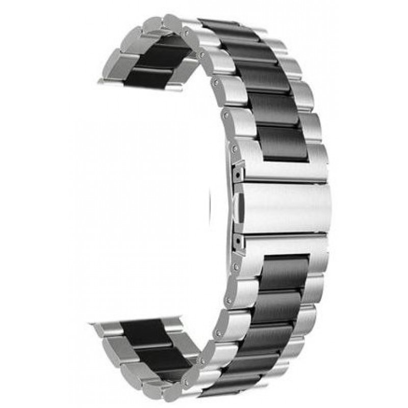 Ανταλλακτικό λουράκι QuickFit Stainless Black/Silver για Samsung Galaxy Watch3(45mm)/Watch(46mm)/Huawei Watch 3 (46mm)/ Watch 3 Pro (48mm)/GT 2/Pro/Honor GS Pro/Amazfit GTR 3 (46mm)/GTR 3 Pro/GTR(47mm)/ Stratos 3(48mm) (22mm)