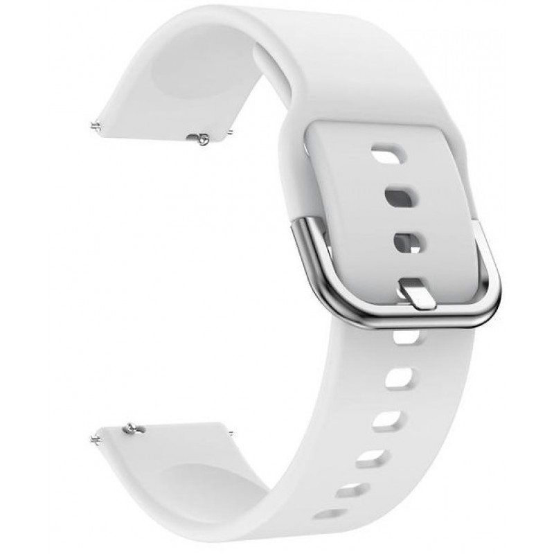 Ανταλλακτικό λουράκι QuickFit Smoothband With Colorful Buckle για Samsung Galaxy Watch5 (40mm & 42mm)/Watch4 (40mm & 44mm)/ Watch4 Classic (42mm & 46mm)/ Watch3(41mm)/Active 2(40/44mm)/Amazfit GTS 3 (43mm)/GTR(42mm) (20mm) White