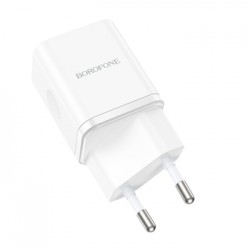 Φορτιστής Ταξιδιού Borofone BN7 Usb + Type C - QC 3.0 PD 20W WHITE