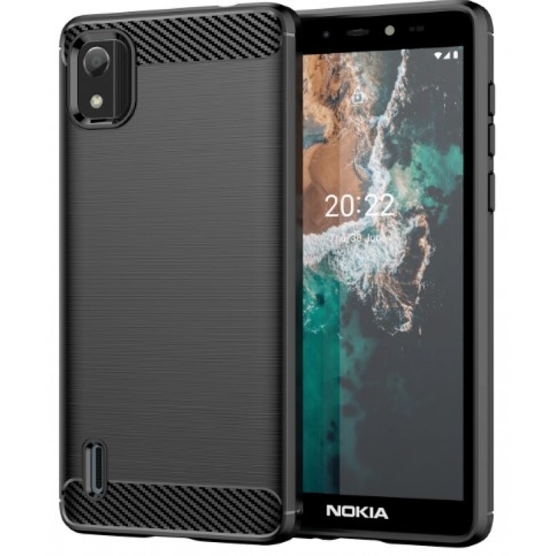 Θήκη TPU Carbon Fiber Brushed Nokia C2 2nd Edition Black