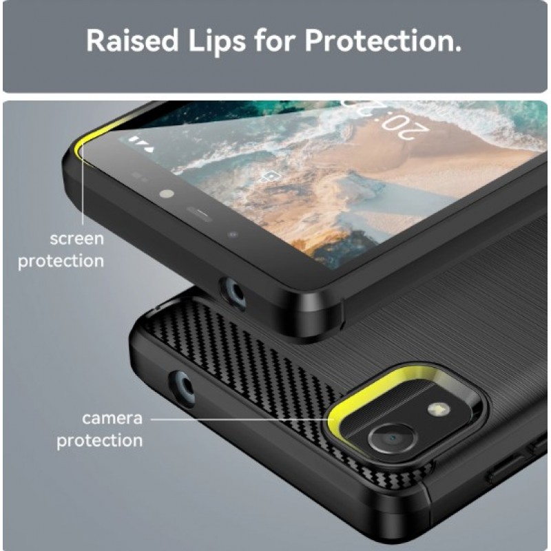 Θήκη TPU Carbon Fiber Brushed Nokia C2 2nd Edition Black