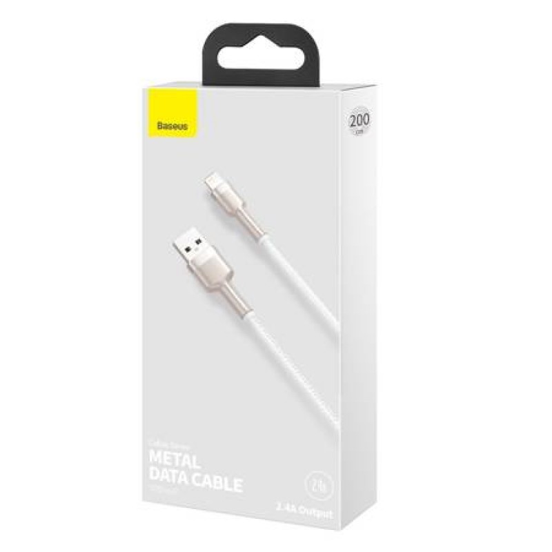 Καλώδιο Data Baseus Braided USB to Lightning Cable 2m (CALJK-B02) White