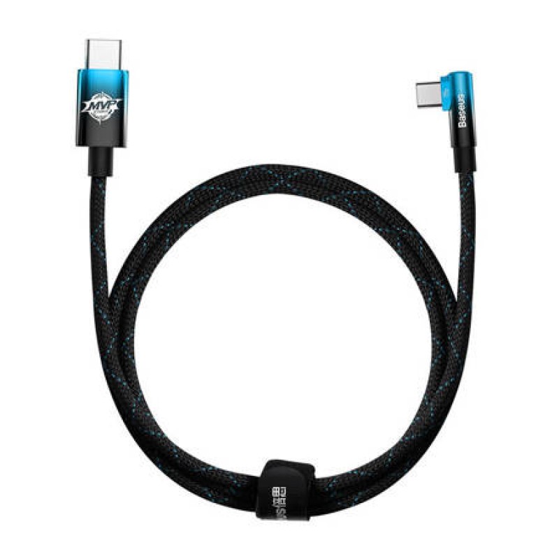 Καλώδιο Data Baseus MVP Elbow Angle Braided Type-C to Type-C 100W 1m (CAVP000621) Black/Blue