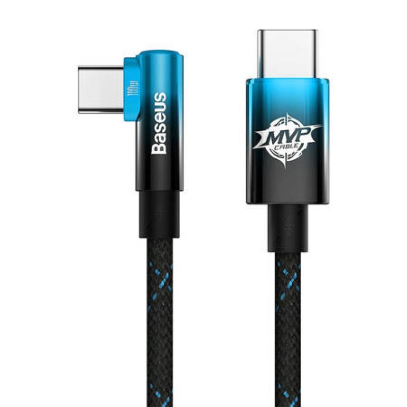 Καλώδιο Data Baseus MVP Elbow Angle Braided Type-C to Type-C 100W 1m (CAVP000621) Black/Blue