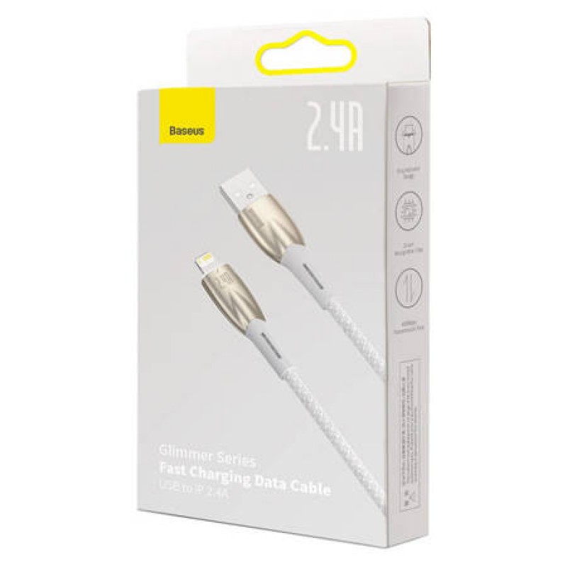 Καλώδιο Data Baseus Glimmer Series USB to Lightning Cable 2.4A 1m (CADH000202) White